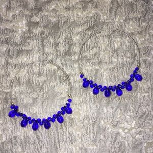 Alex and Ani Hoop Earrings with Blue Stones